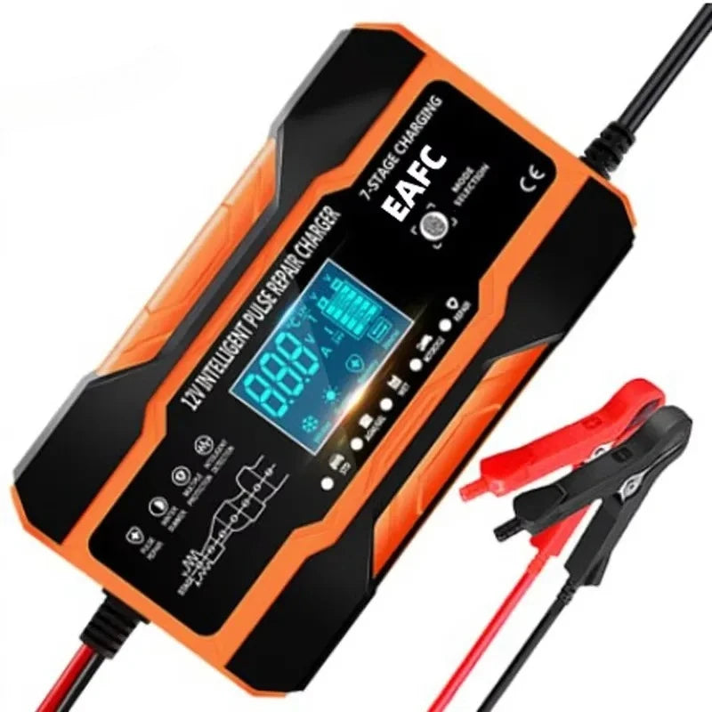 EAFC 240W Smart Car Battery Charger 12V 12A Charge for Car Batteries 7-Stage Charging Pulse Repair for AGM GEL WET Lead Acid