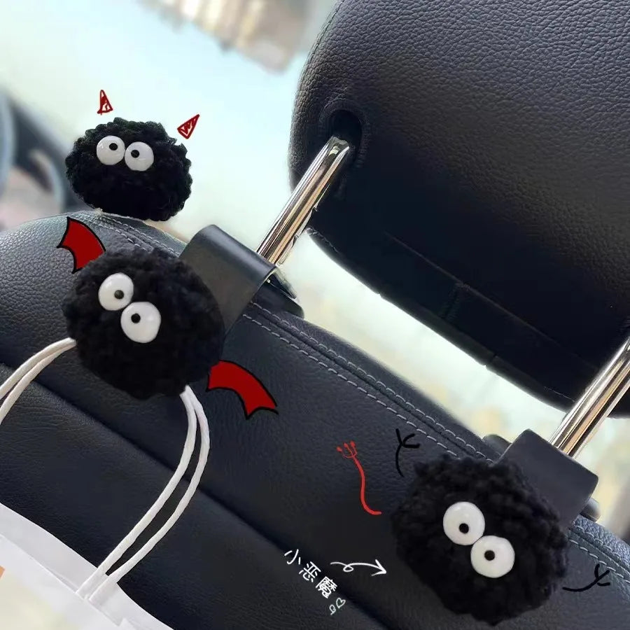 Car Hook Cute Coal Ball Multi Function Car Seat Back Hook Sticky Hook for Vehicle Int alternate view