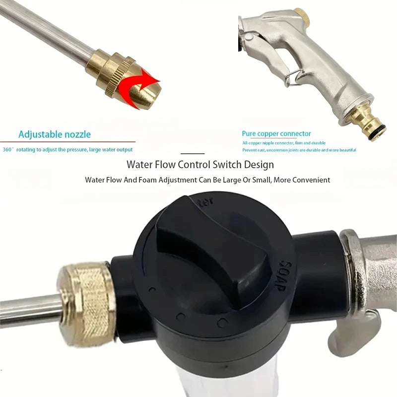 High-Pressure Car Cleaning Water Gun | 3/4 Inch Garden Hose Nozzle with Long Handle lifestyle view