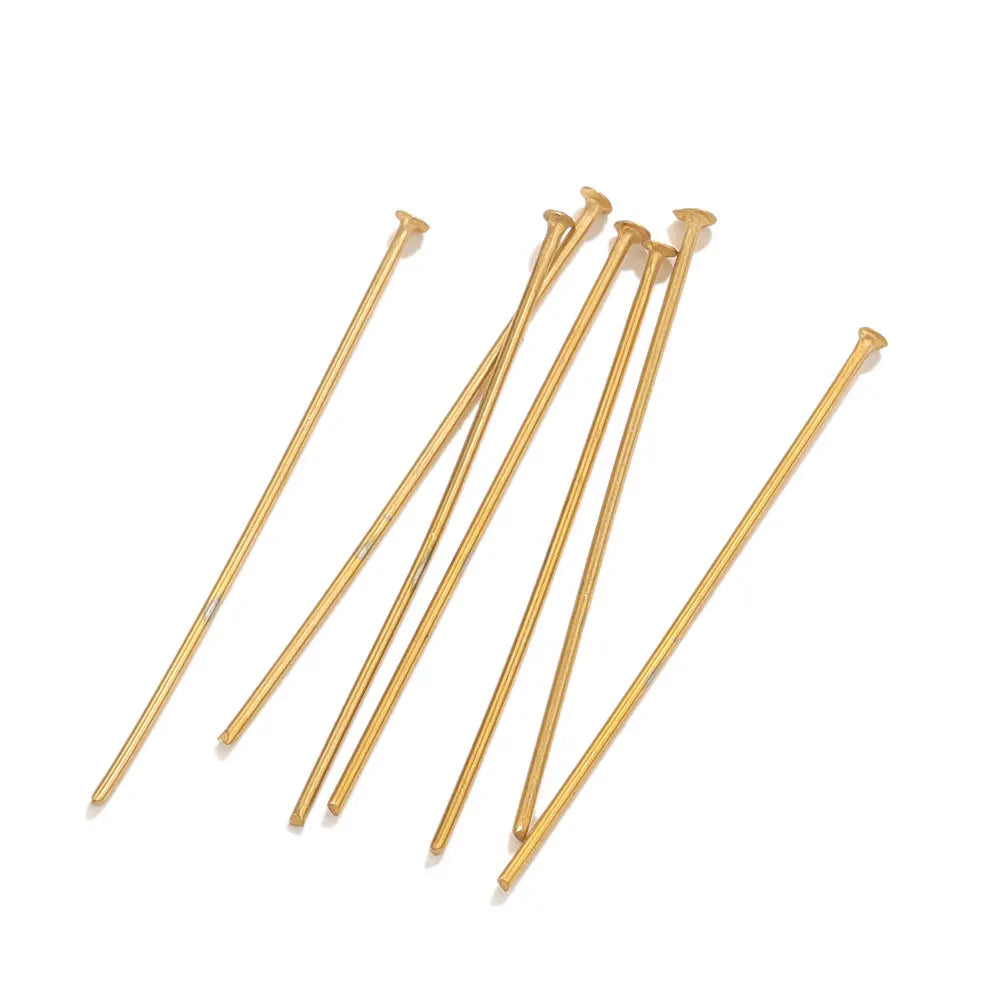 20pcs 20-70mm PVD Gold Plated Stainless Steel Flat Head Pins For Jewelry Making Findings Needles Acc