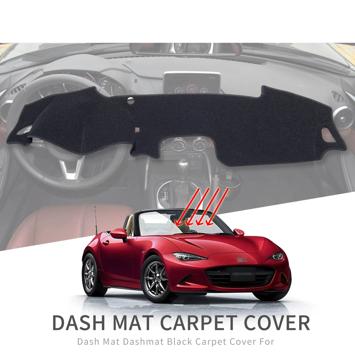 Car Dashboard Mat for Mazda MX-5 Roadster Miata 2015-2022 ND RF MX5 Sunshade Protective Carpet Dash