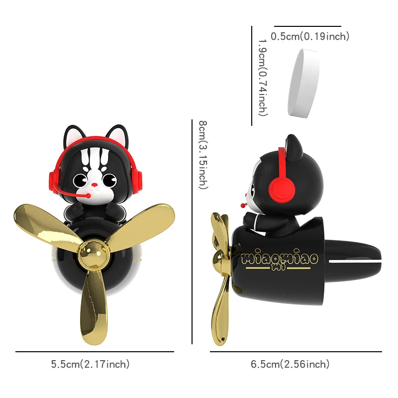 Cat Pilot Rotating Car Air Freshener Vent Clip | DIY Fragrance Aroma Diffuser Ornam additional angle