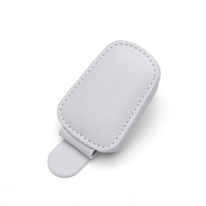 Leather Sunglasses Holder Car Sun Shade Clip additional angle