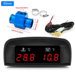 2 In 1 Car Water Temperature and Voltage Gauge | Digital LCD Display with 1/8 NPT Sen alternate view