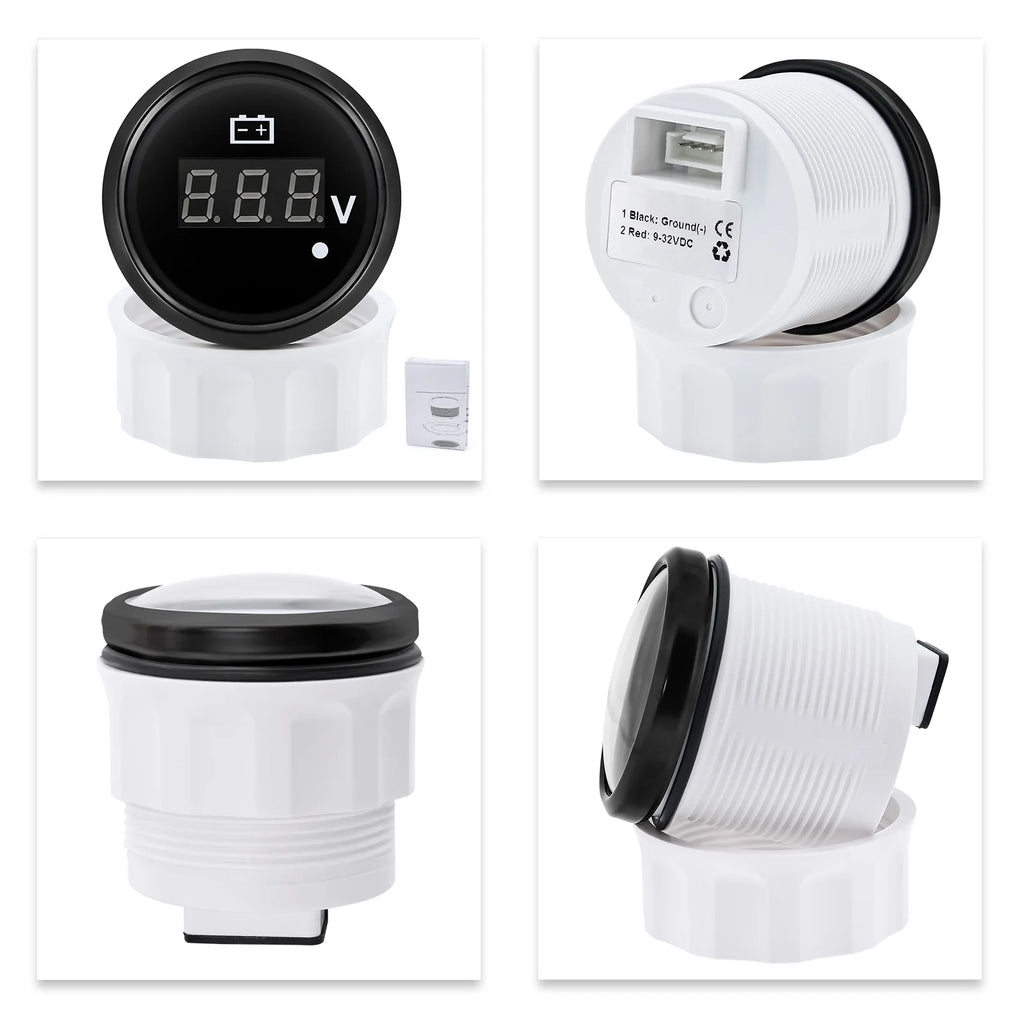 8-32V,28-48V 52mm Voltmeter with Warning Red Light Digital 52mm Voltage Car Gauge Waterproof Auto Marine Yacht 12V24V36V Custom