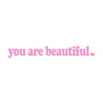 Car Rear View Mirror Vinyl Sticker Decal Boost Your Self-Care Motivational Quotes Deca close-up view
