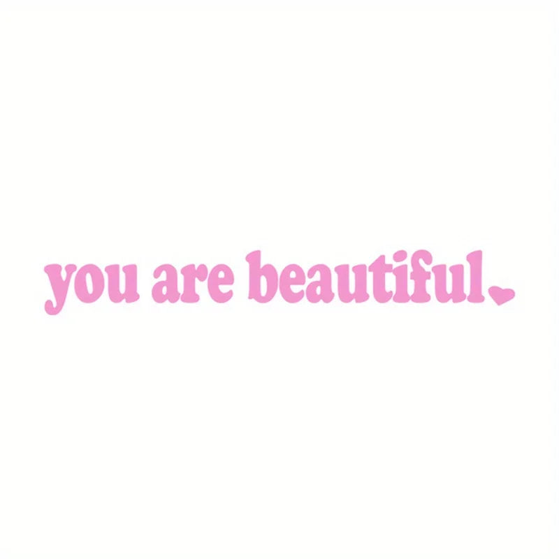 Car Rear View Mirror Vinyl Sticker Decal Boost Your Self-Care Motivational Quotes Deca close-up view