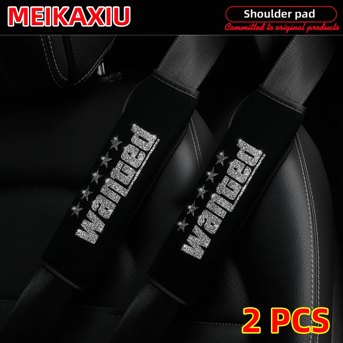 WENTED Flash Bllingbling New Style Comfortable Fabric Car Seat Belt Shoulder Cover Car close-up view