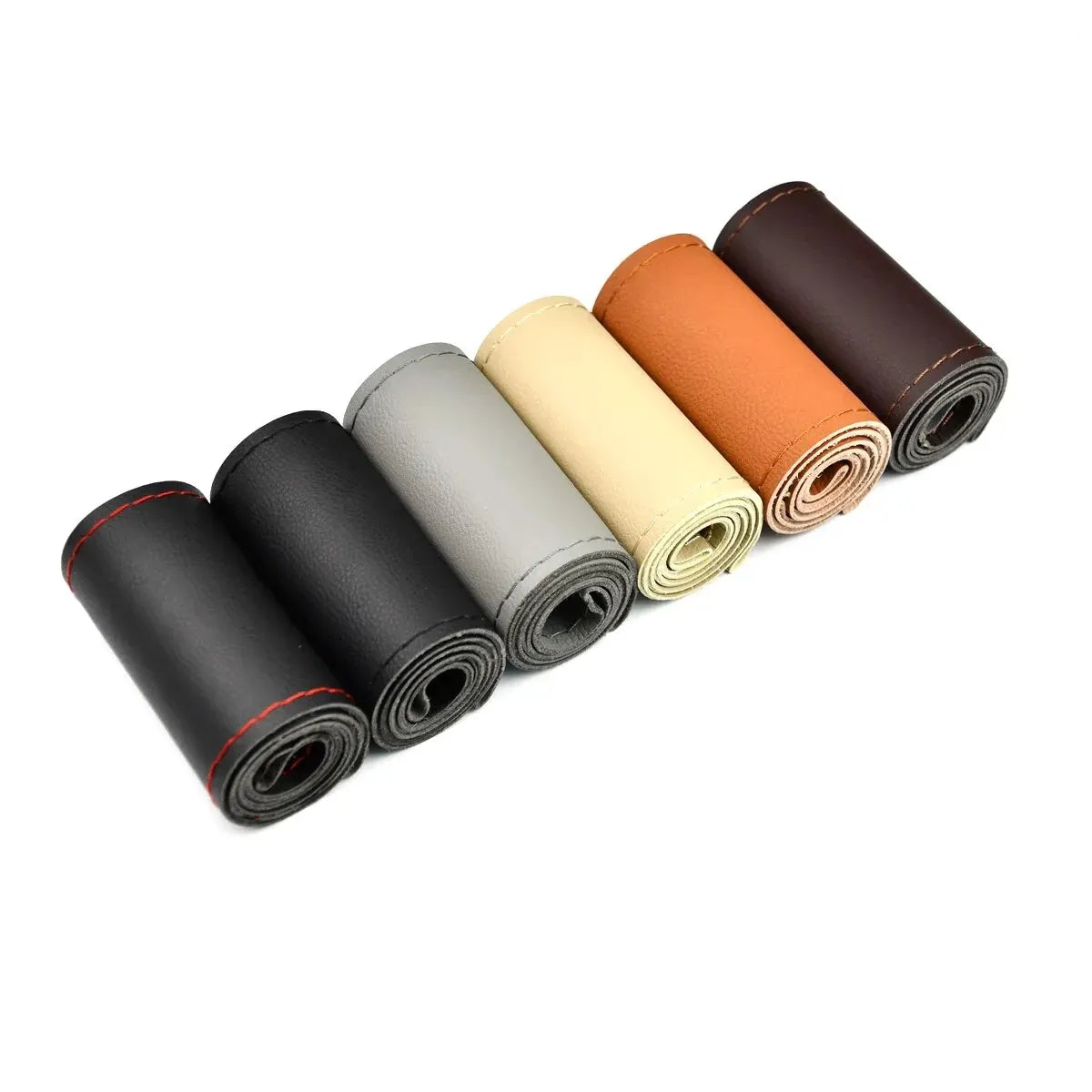 Universal Leather Car Steering Wheel Stitch On Wrap Cover Fit for 38cm 14" DIY Sewing alternate view