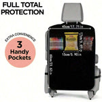 Car rear seat storage case with 3 storage pockets, oversized waterproof rear seat prot close-up view