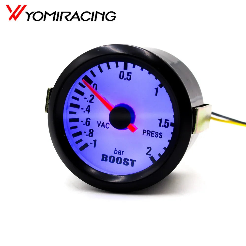 2" 52mm Mechanical 12V Car Turbo Boost Gauge -1~2Bar Black | Blue LED Auto Meter