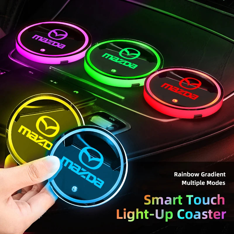 LED Car Cup Pad Rechargeable Auto Atmosphere Lamp | Ambient Light for Mazda Models lifestyle view