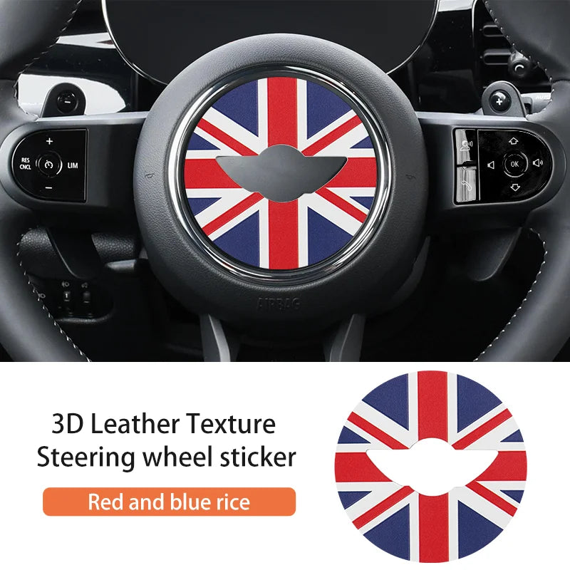 Car Steering Wheel Sticker For MINI Cooper F56 F55 F54 F60 R56 R60 U25 J01 F65 F66 PU Leather Stickers Interior Car Accessories