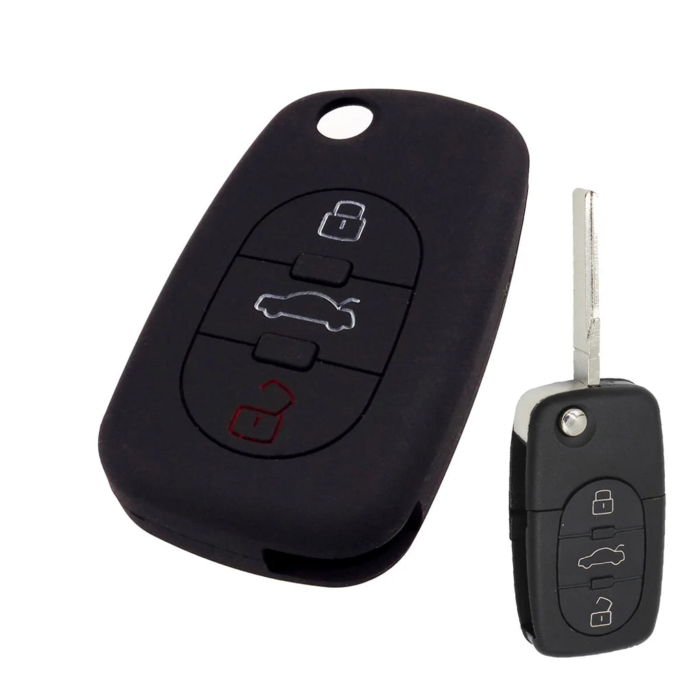 Silicone Key Fob Cover for Audi 3 Button Flip Key additional angle