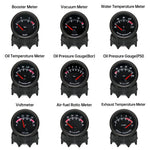 52mm Car Gauge Set | Water Temp Oil Temp Voltmeter Oil Pressure Boost Gauge close-up view
