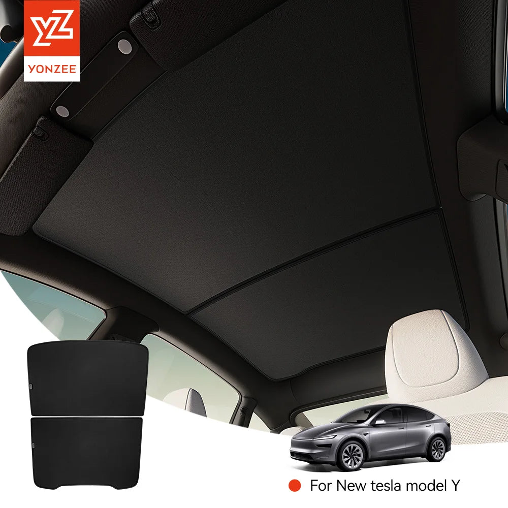 Tesla Model 3 Y Sunshade | Black Roof Graphene Honeycomb Sunroof Shade for 2025-2026