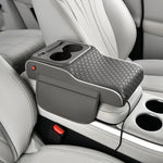 Multifunctional PU Leather Car Cup Holder Armrest Pad with Storage Pockets | Soft Comf close-up view