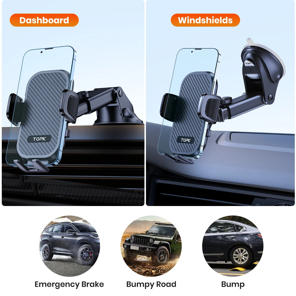 Car Phone Holder Air Vent Suction Cup Mount for iPhone Samsung Xiaomi additional angle