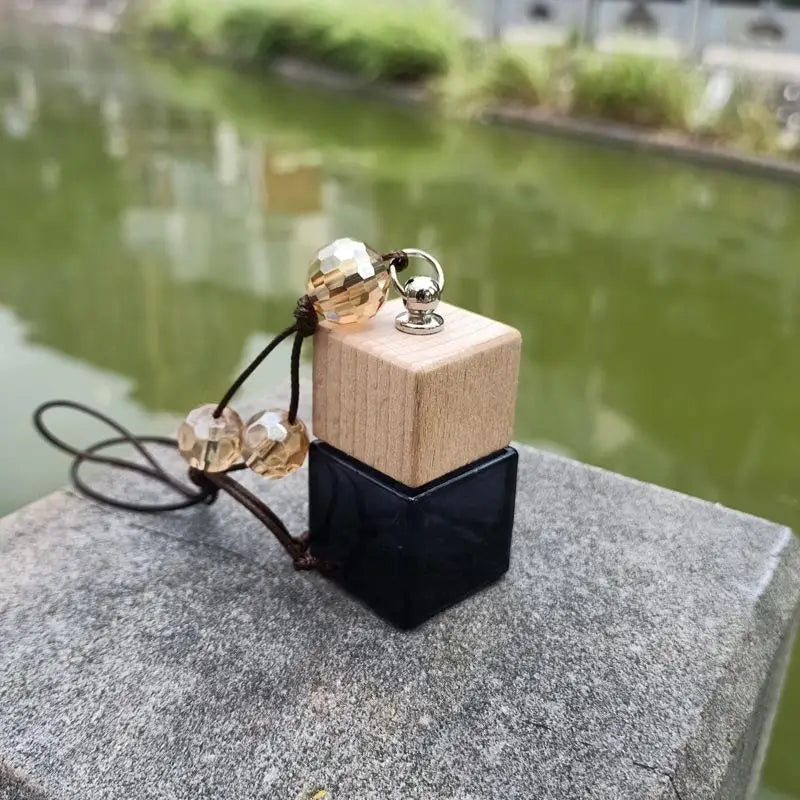 Square Glass Car Perfume Bottle Pendant | Empty Essential Oil Diffuser additional angle