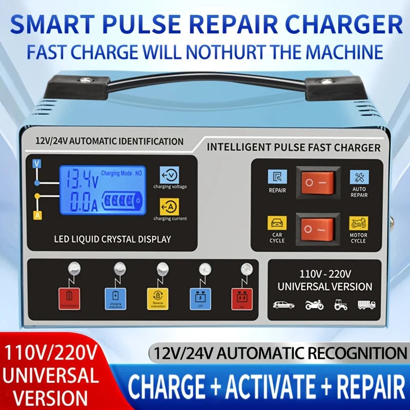 12V/24V Smart Car Battery Charger 3in1 | Intelligent Charging, Activation, and Mainte lifestyle view