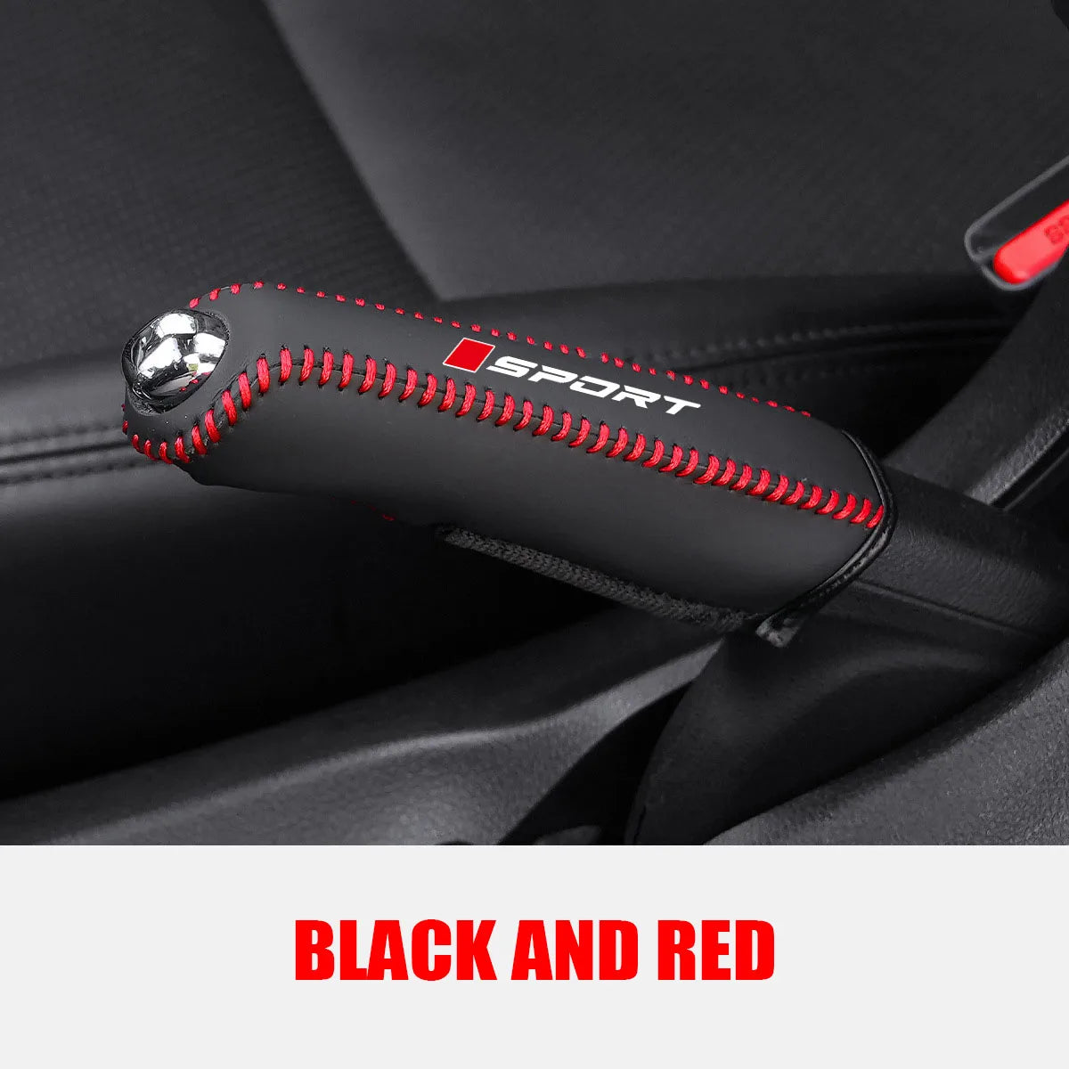 Car Faux Leather Handbrake Cover Protective Sleeve close-up view