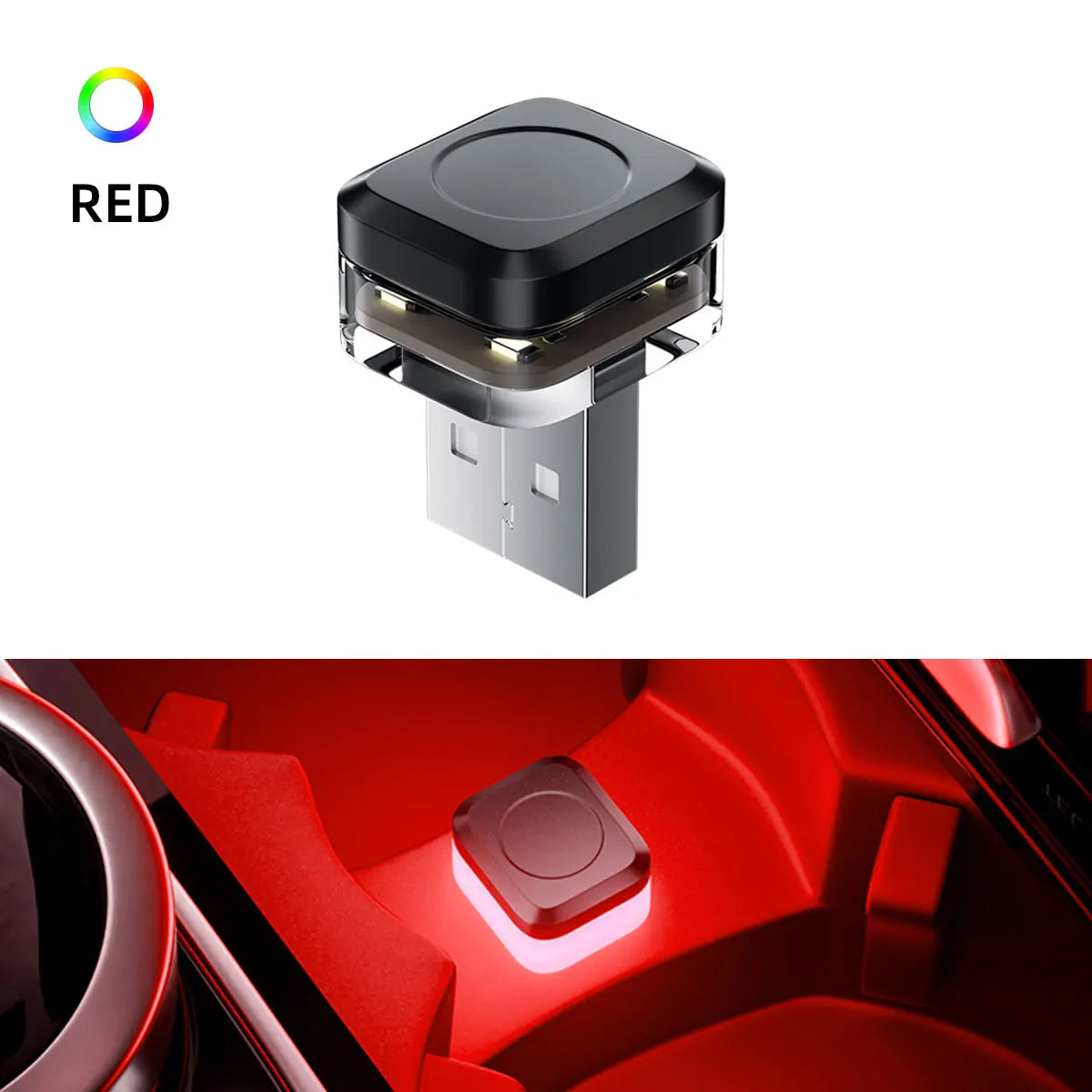 1/2X Car USB Mini LED Interior Atmosphere Light Plug Play Universal Auto LED Lighting close-up view