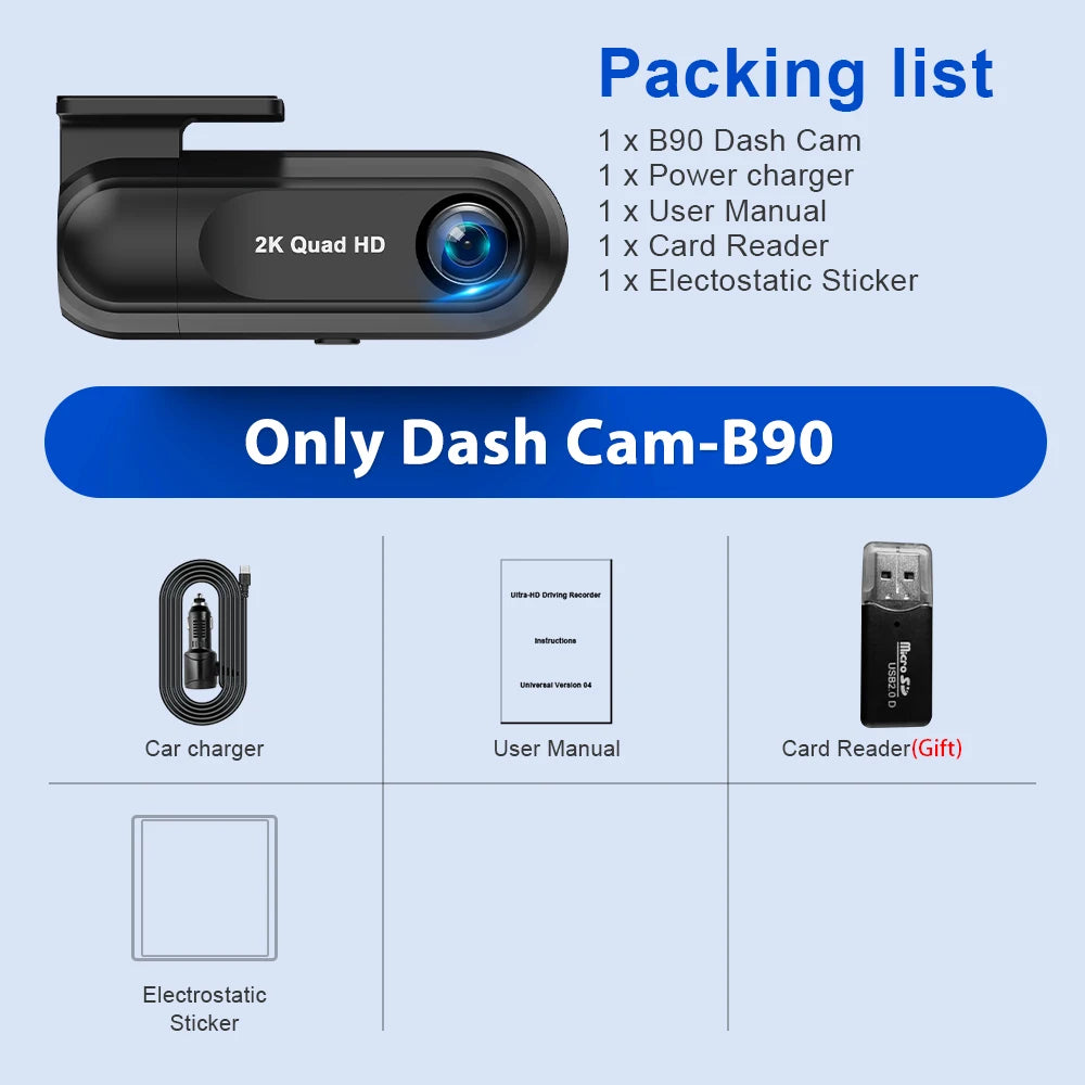 2K Dash Cam WiFi Car DVR | 1440p Night Vision with GPS and Parking Monitor close-up view