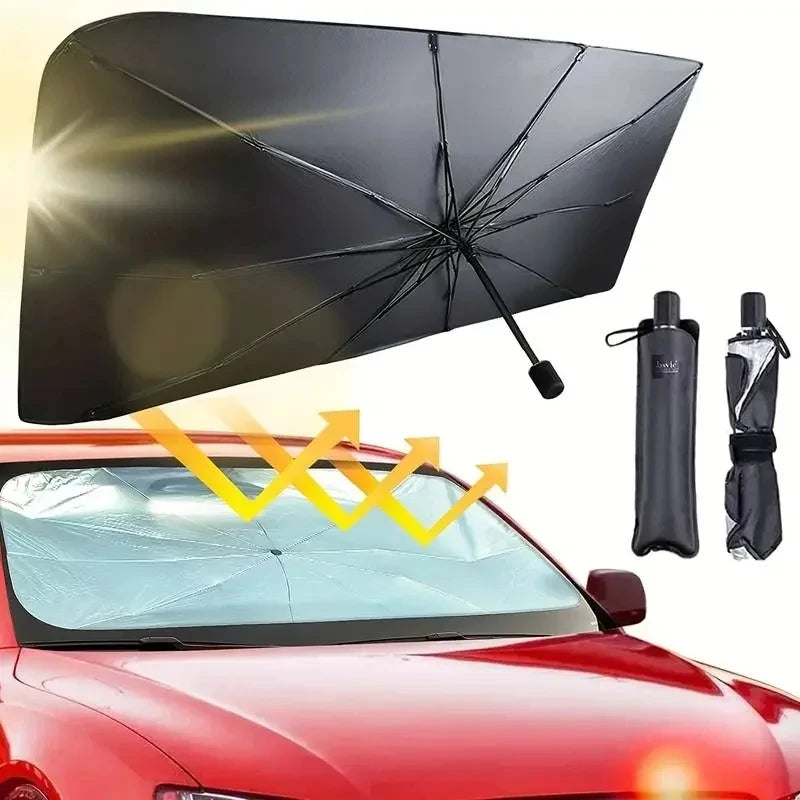 Foldable Car Windshield Sun Shade Umbrella close-up view