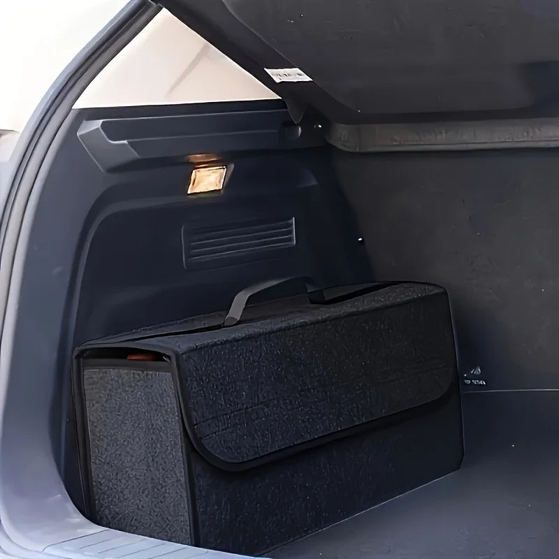 Car Trunk Storage Box 1-Pack: Foldable Bag with Compartments & Handle, for SUVs/Sedans/Trucks, Durab