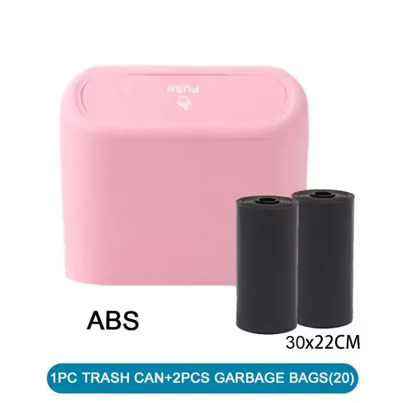 Car Trash Can (with Lid) Contains 1/2/3 Garbage Bags, Small Car Trash Can, Leak-proof Mi detail view