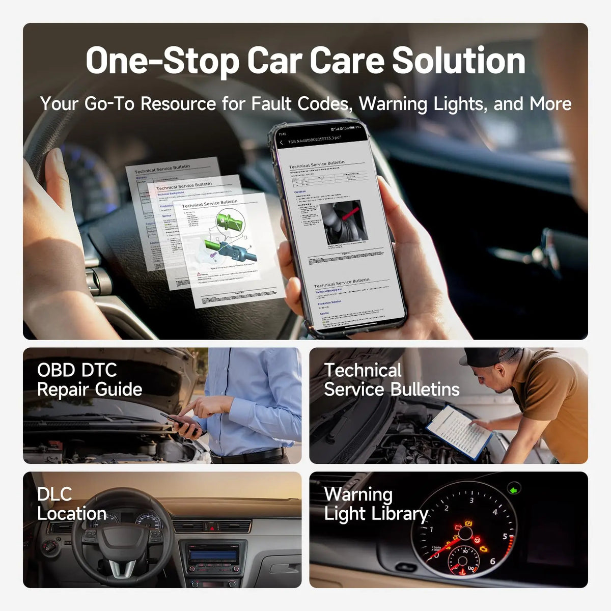 TOPDON Carpal Bluetooth OBD2 Scanner: All System Diag, 6 Resets, Smog Check & Repair Guide for iOS/Android.