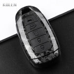 ABS Carbon Fiber Style Car Key Case Cover For Hyundai i30 ix25 Elantra KONA Solaris Azera Grandeur TM Accent Santa Fe Keychain