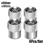 Red Skull Valve Stem Caps | 4-Pack Aluminum Alloy Tire Valve Covers for Cars, Trucks, lifestyle view