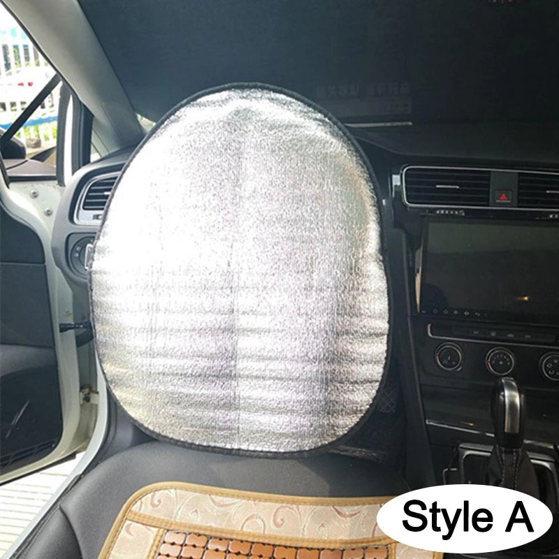 Steering Wheel Sun Shade Foldable Anti-UV Cover Silver detail view