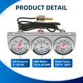 2" 52mm 3 In 1 Auto Gauge Kit | Triple AMP Meter, Oil Pressure & Water Temp alternate view