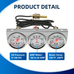 2" 52mm 3 In 1 Auto Gauge Kit | Triple AMP Meter, Oil Pressure & Water Temp alternate view