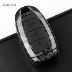 ABS Carbon Fiber Style Car Key Case Cover For Hyundai i30 ix25 Elantra KONA Solaris Azera Grandeur TM Accent Santa Fe Keychain