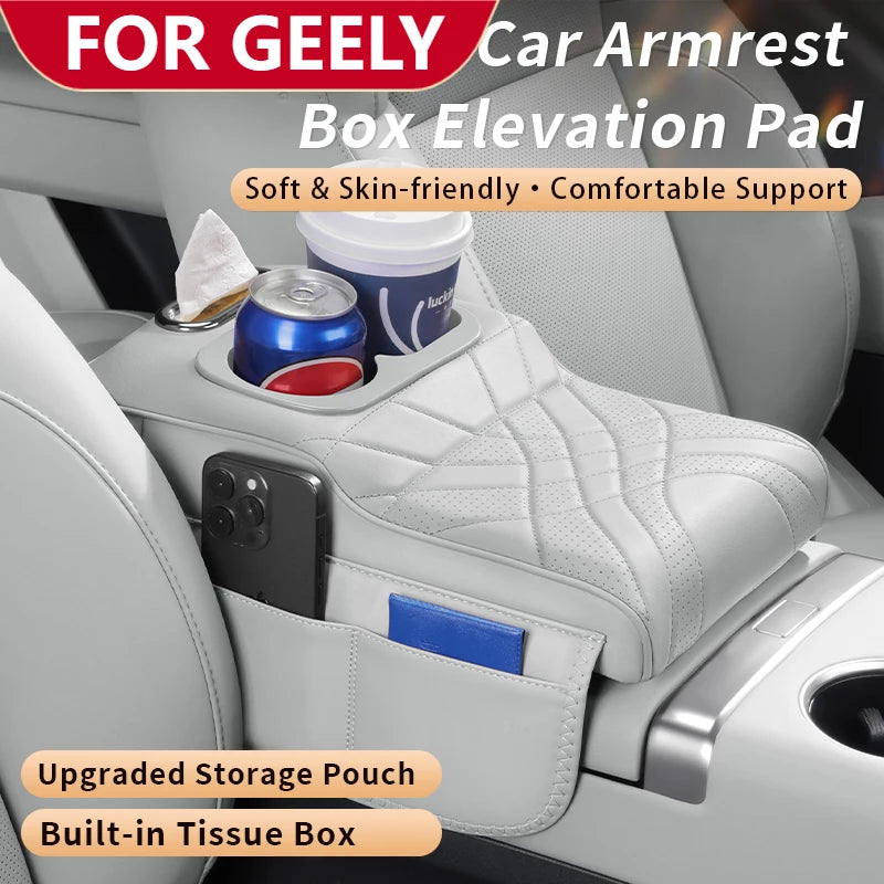 Car Center Console Armrest Cushion Cover For ‌GEELY EX5 EX2 Monjaro Tugella Storage Bag 2 Cup Holder Tissue Boxs Armrest Pad