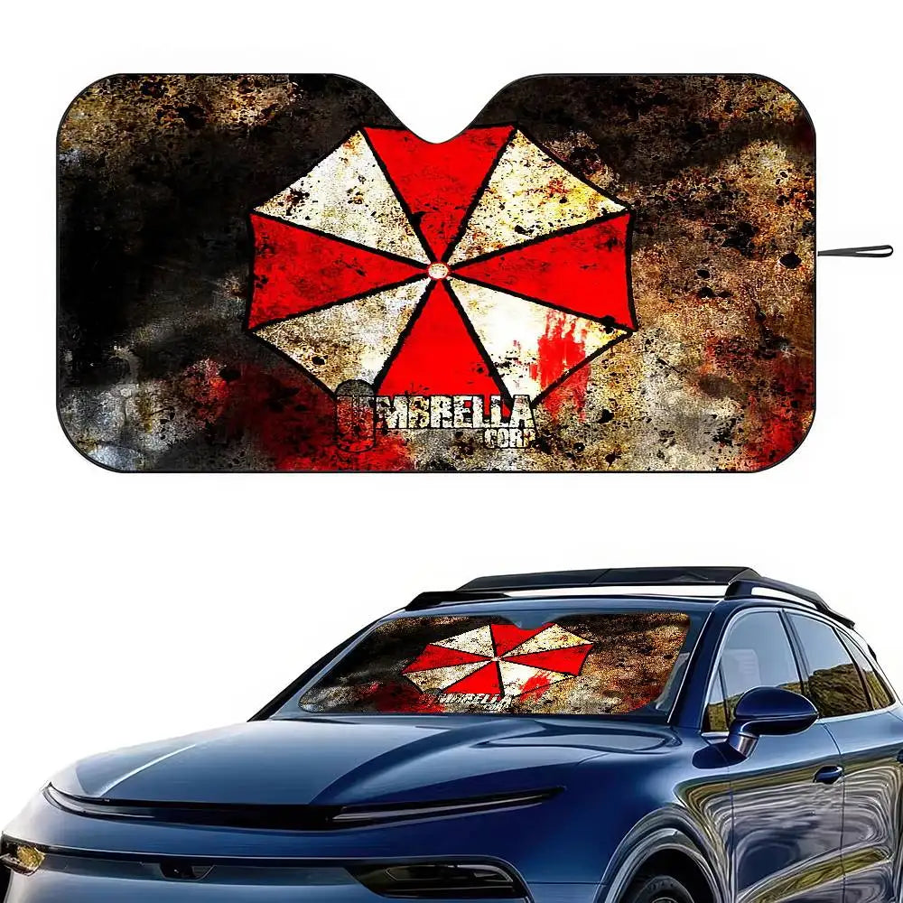 Classic Movies Resident Evil Windshield Sunshade | Car Sun Visor for UV Protection and close-up view