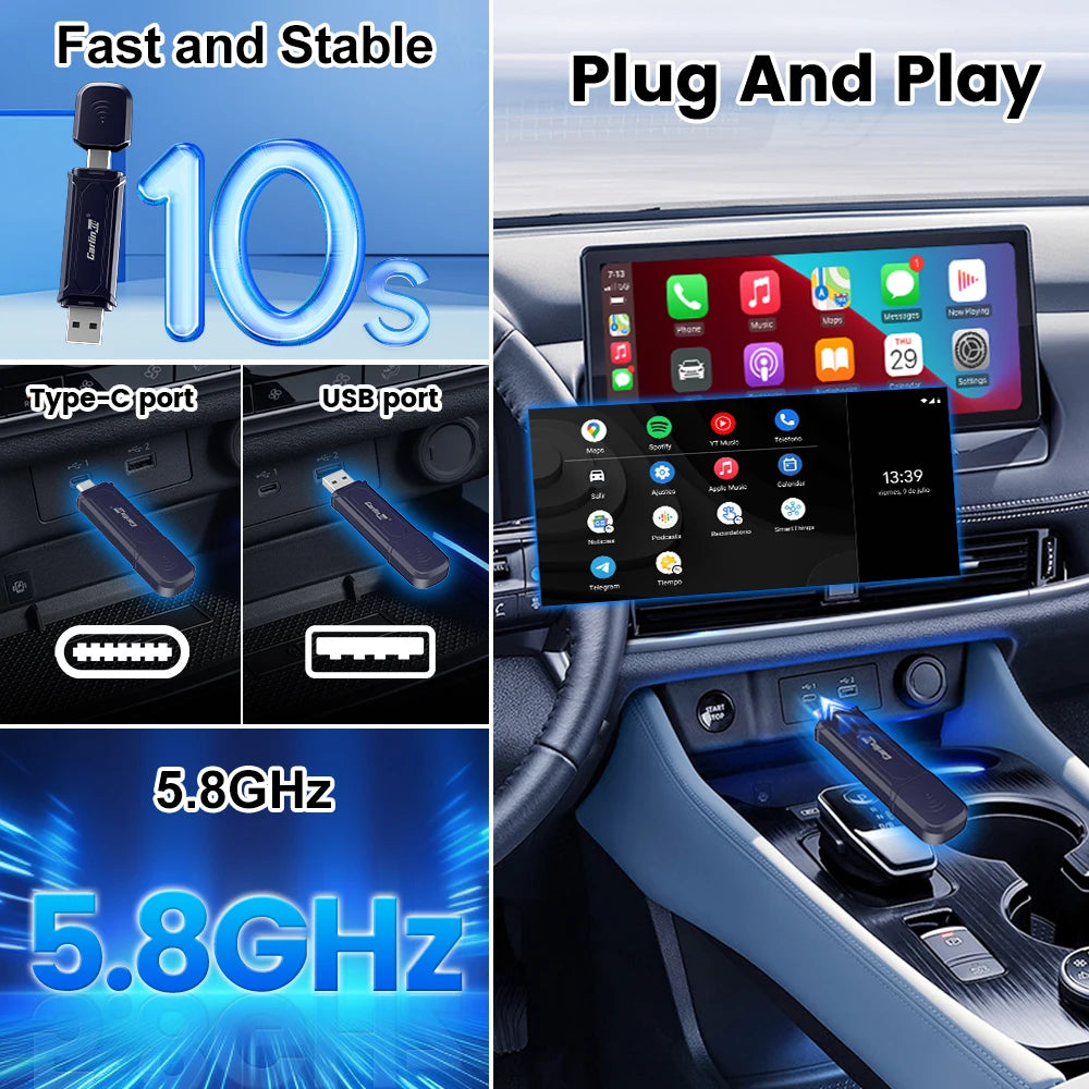 2air Mini 5 Pro CarlinKit 5.0 Wireless CarPlay Wireless Android Auto Box 5Ghz WiFi BT lifestyle view