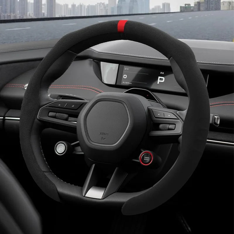 Universal Non-Slip Suede Car Steering Wheel, O/D-Type Steering Covers Wheel Booster Protect Cover for Car Anti-skid Accessories