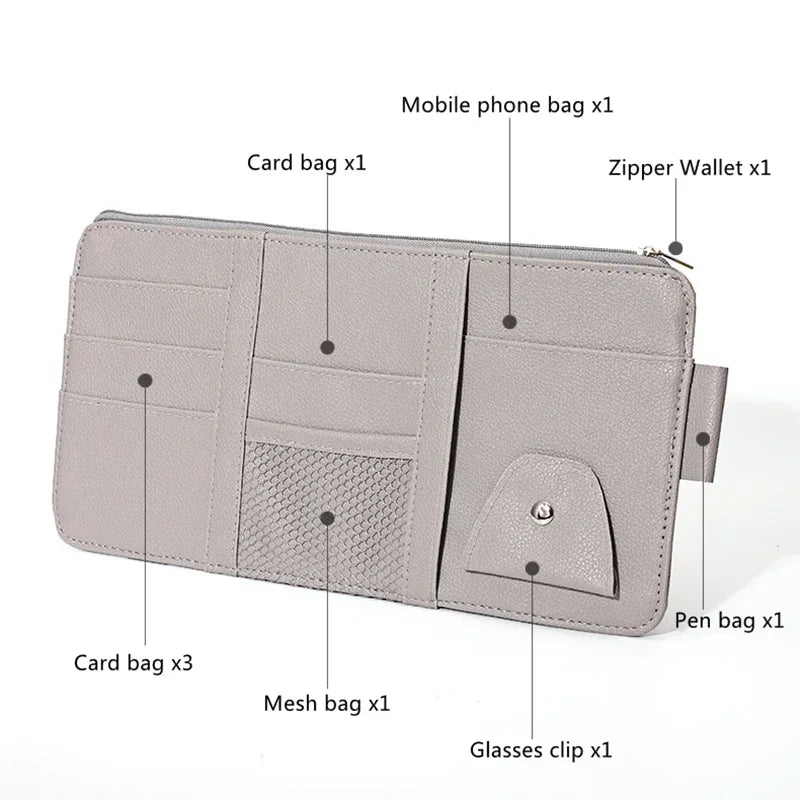 Car Sun Visor Card Holder Storage Box Sunglasses Clip