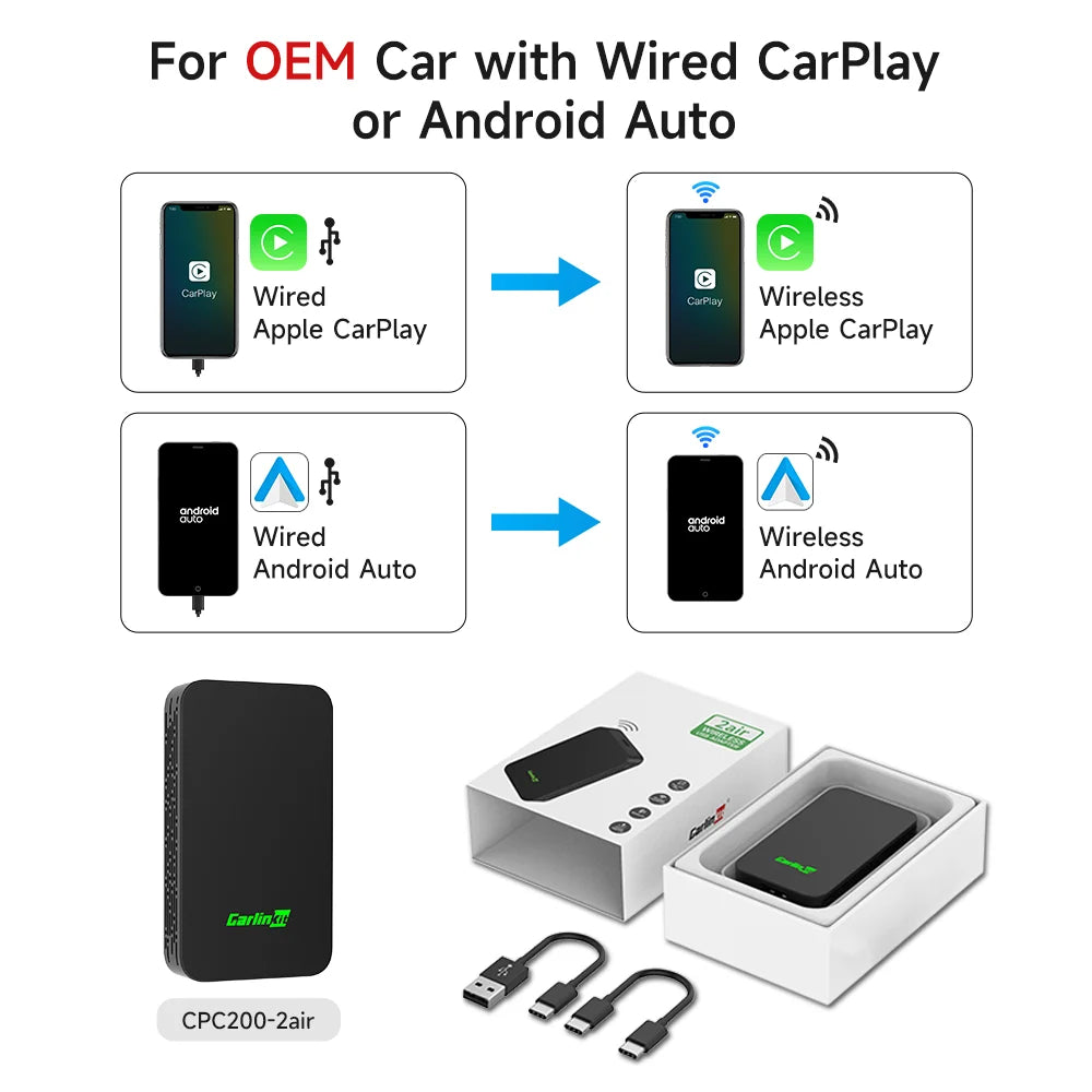 CarlinKit 5.0 C2Air Wireless CarPlay Android Auto Adapter for Car Wired to Wireless CarP detail view