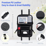 Car Seat Back Organizer PU Leather Foldable Table Tray with Storage Pockets And Kic additional angle