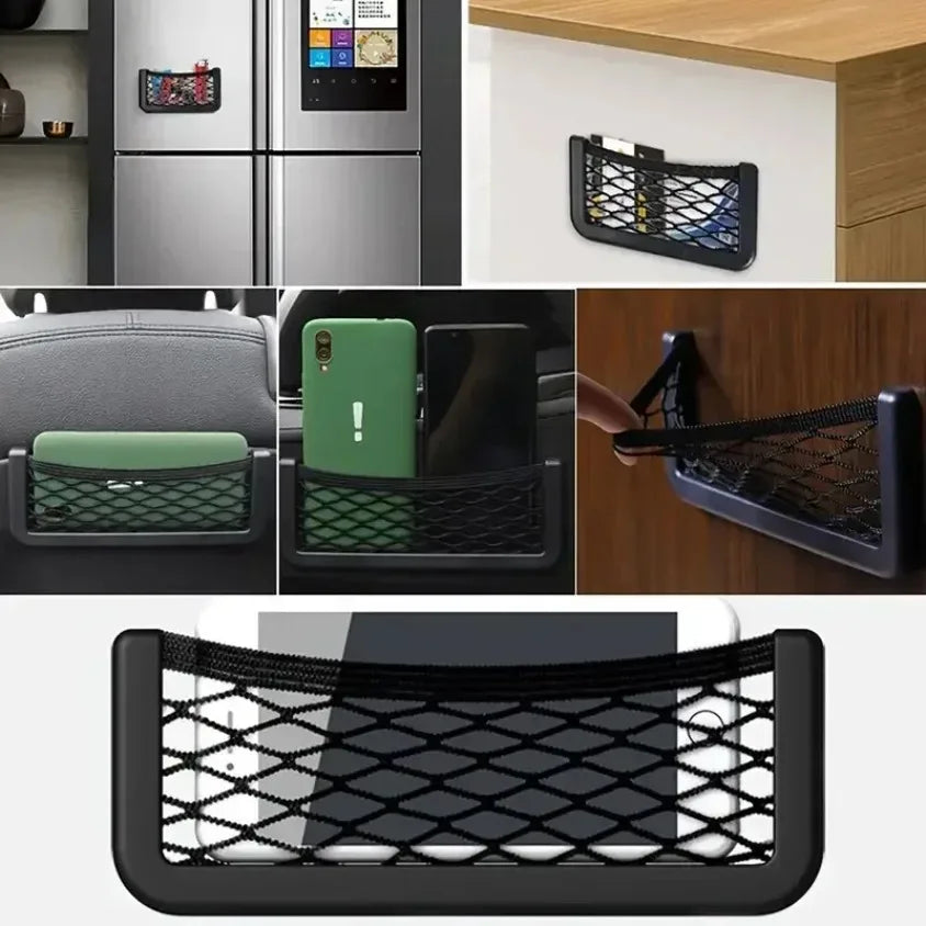 Car Storage Bag Mesh Bag Car Universal Organizer Mesh Storage Bag Auto Paste Net Stor lifestyle view