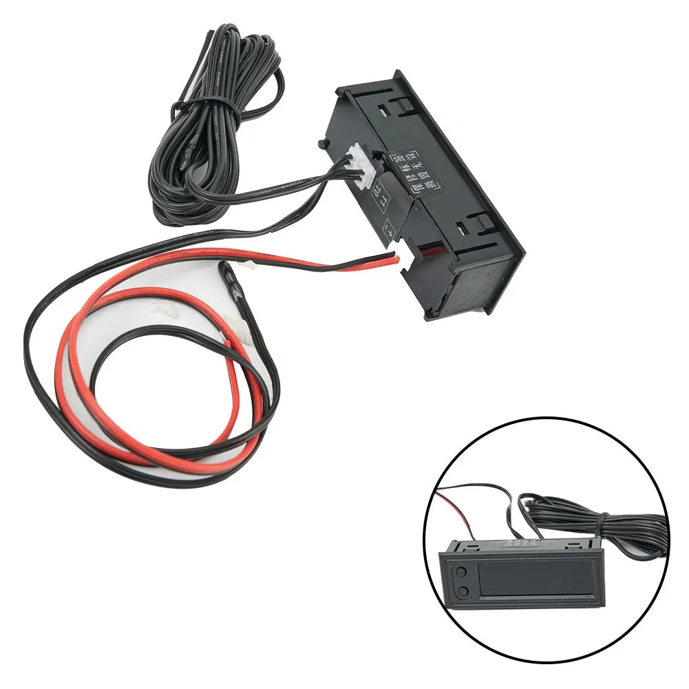 3 in 1 Vehicle Thermometer Voltmeter Clock | LED Digital Display for 12V Cars close-up view
