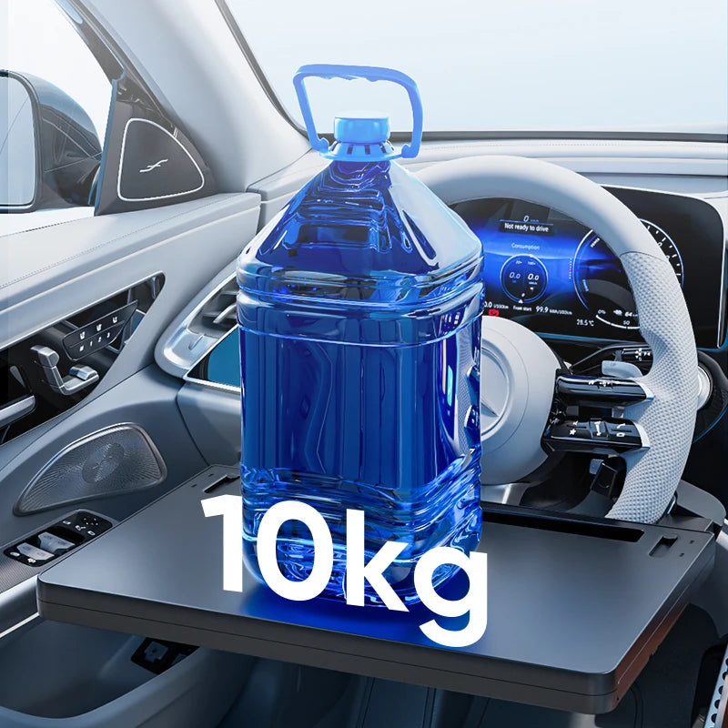 Folding Car Tray Table | Steering Wheel Desk Mount for Laptop and Food close-up view