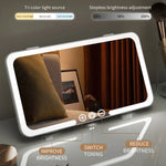 Car Sun Visor Vanity Mirror with 3 Modes Touch Screen Light Detachable Auto Interior Makeup USB Rechargeable Portable for Travel
