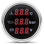 3 in 1 Car Gauge Water Temperature Oil Pressure Voltmeter 52mm Digital Red Backlight alternate view