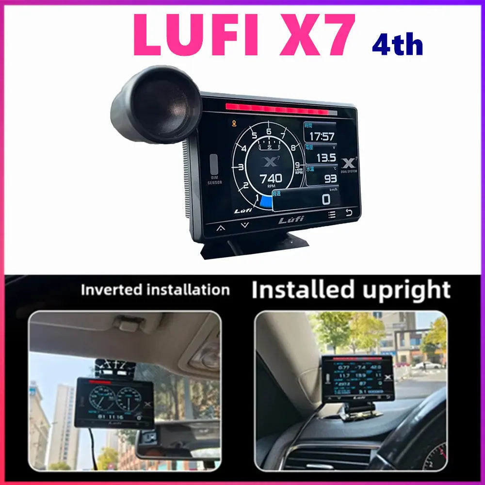 LUFI X7 4th OBD Gauge Multi-Function Car Monitor | Coolant and Exhaust Temp Display with RGB LED